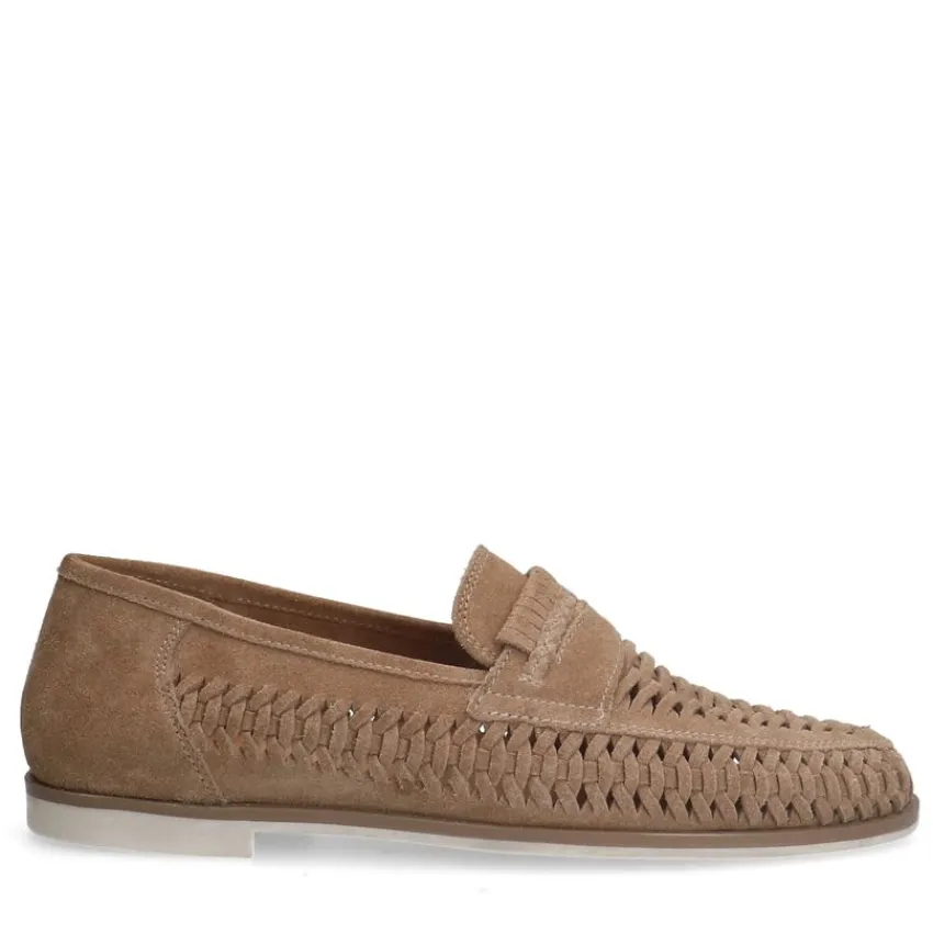 Manfield Beige suède loafers^Heren Loafers
