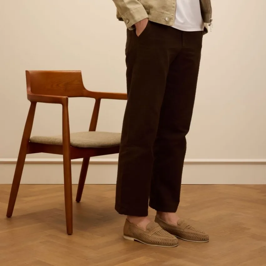 Manfield Beige suède loafers^Heren Loafers