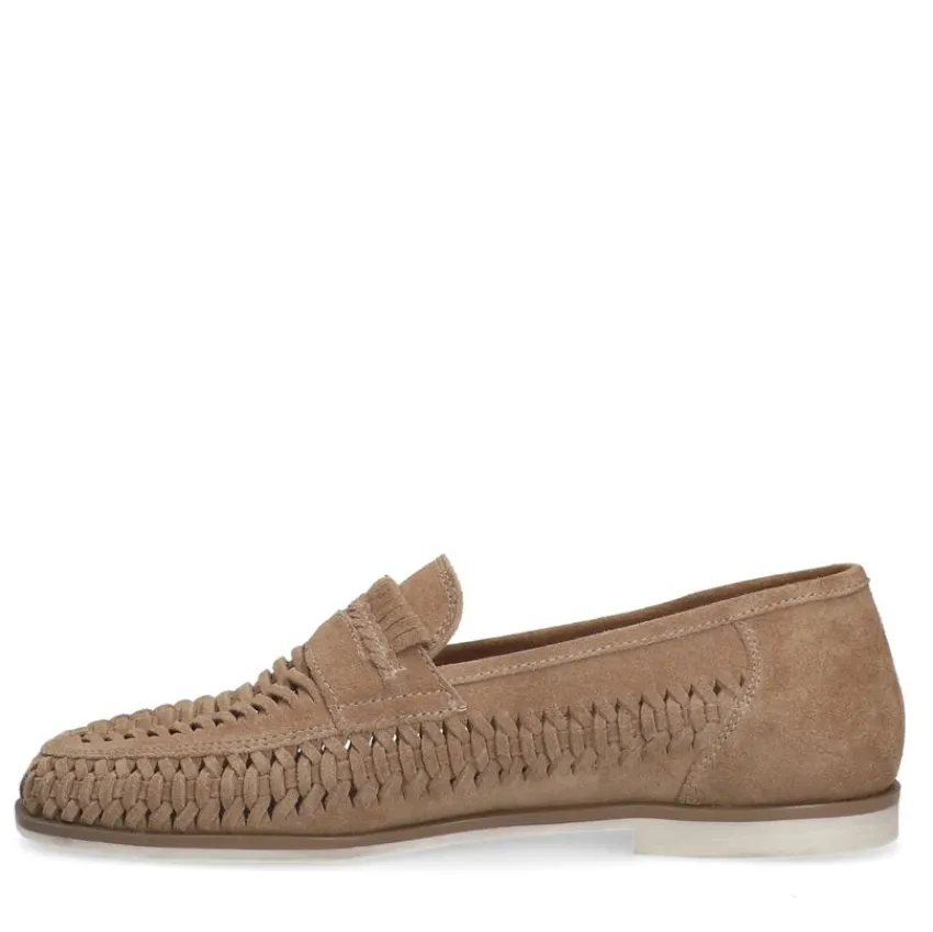 Manfield Beige suède loafers^Heren Loafers