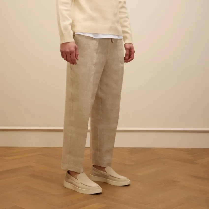 Manfield Beige suède loafers^Heren Loafers