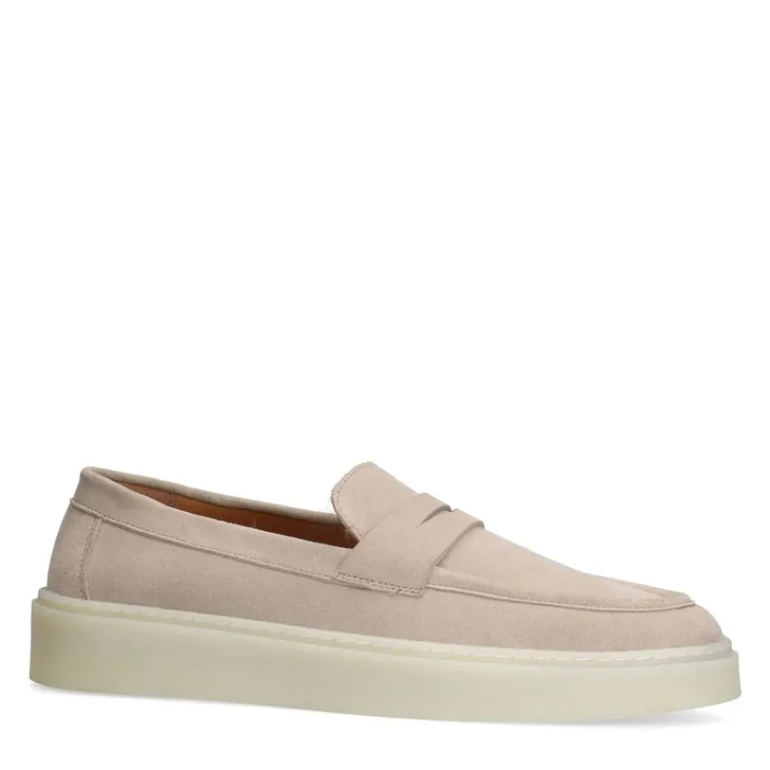 Manfield Beige suède loafers^Heren Loafers