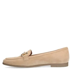 No Stress Beige suède loafers met gouden chain^DAMES Loafers