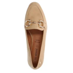 No Stress Beige suède loafers met gouden chain^DAMES Loafers