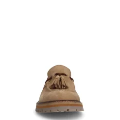 Manfield Beige suède loafers met kwastje^Heren Veterschoenen|Loafers