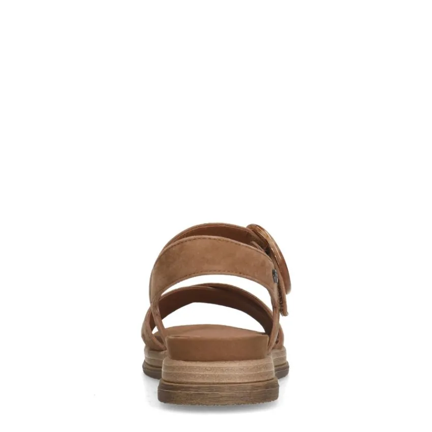 No Stress Beige suède plateau sandalen met gesp^DAMES Sandalen