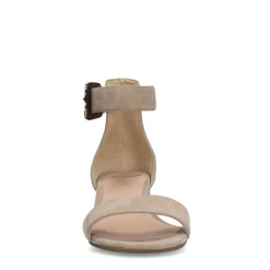 Manfield Beige suède pumps met enkelbandje^DAMES Sandalen