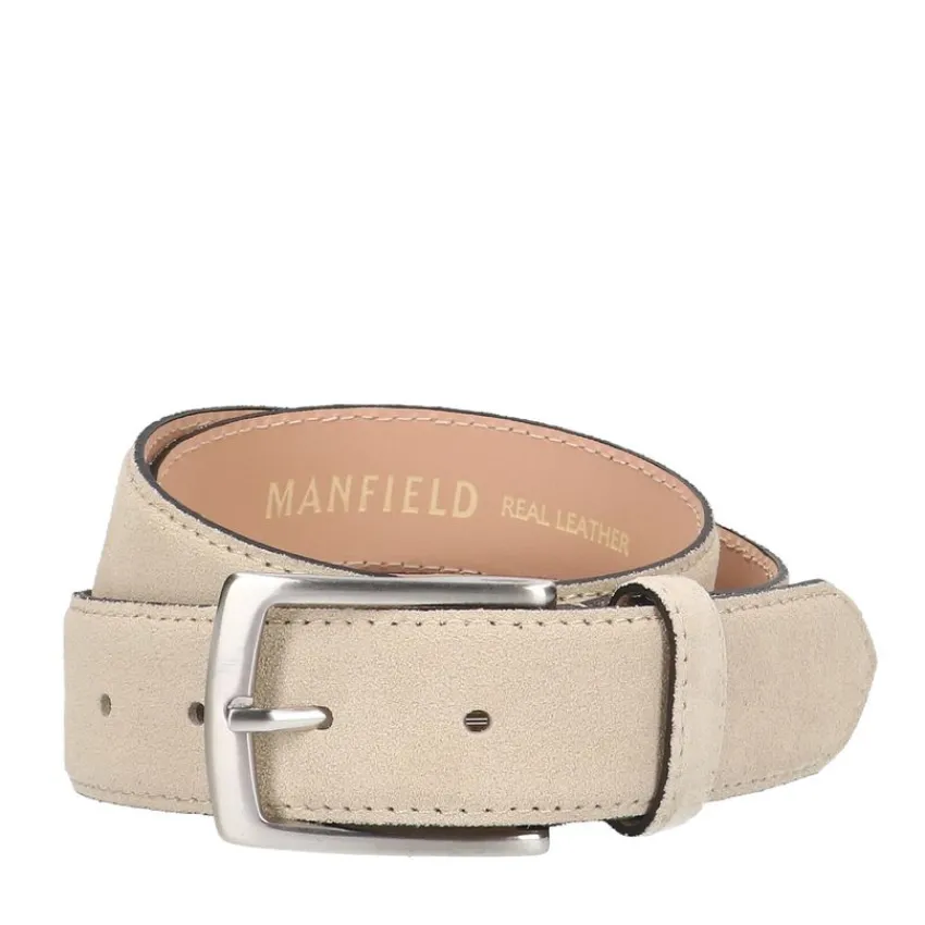 Manfield Beige suède riem^ Riemen