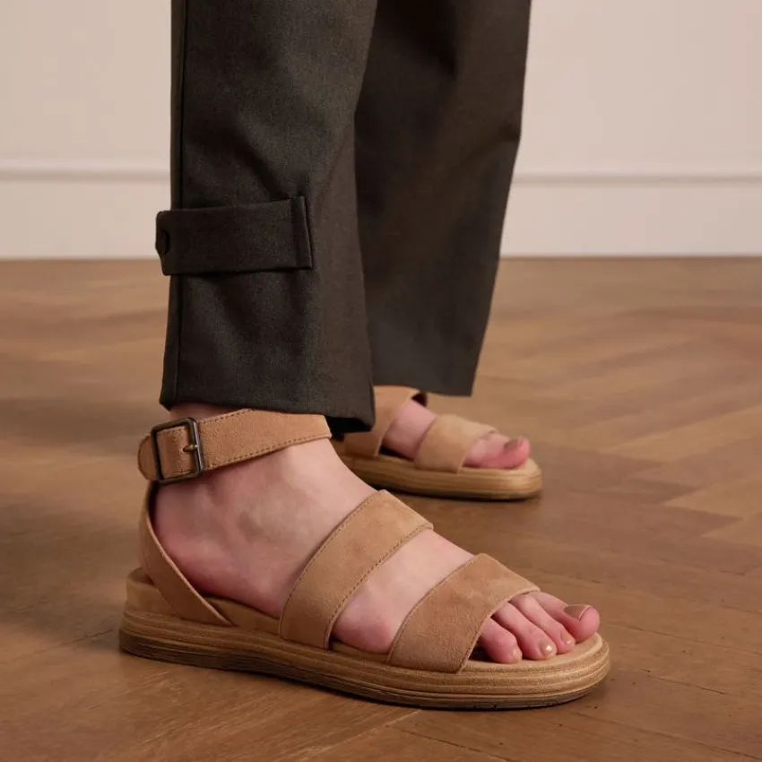 No Stress Beige suède sandalen^DAMES Sandalen