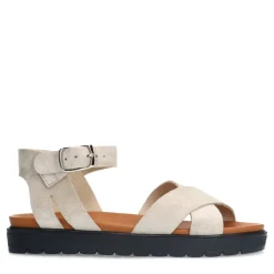 Manfield Beige suède sandalen^DAMES Sandalen