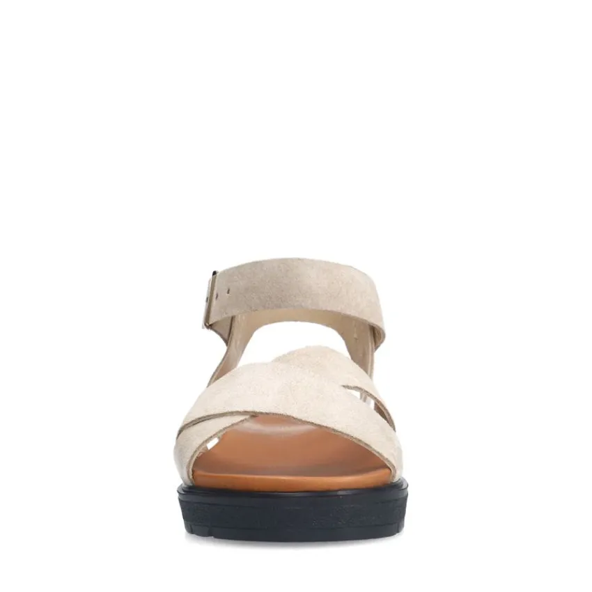 Manfield Beige suède sandalen^DAMES Sandalen