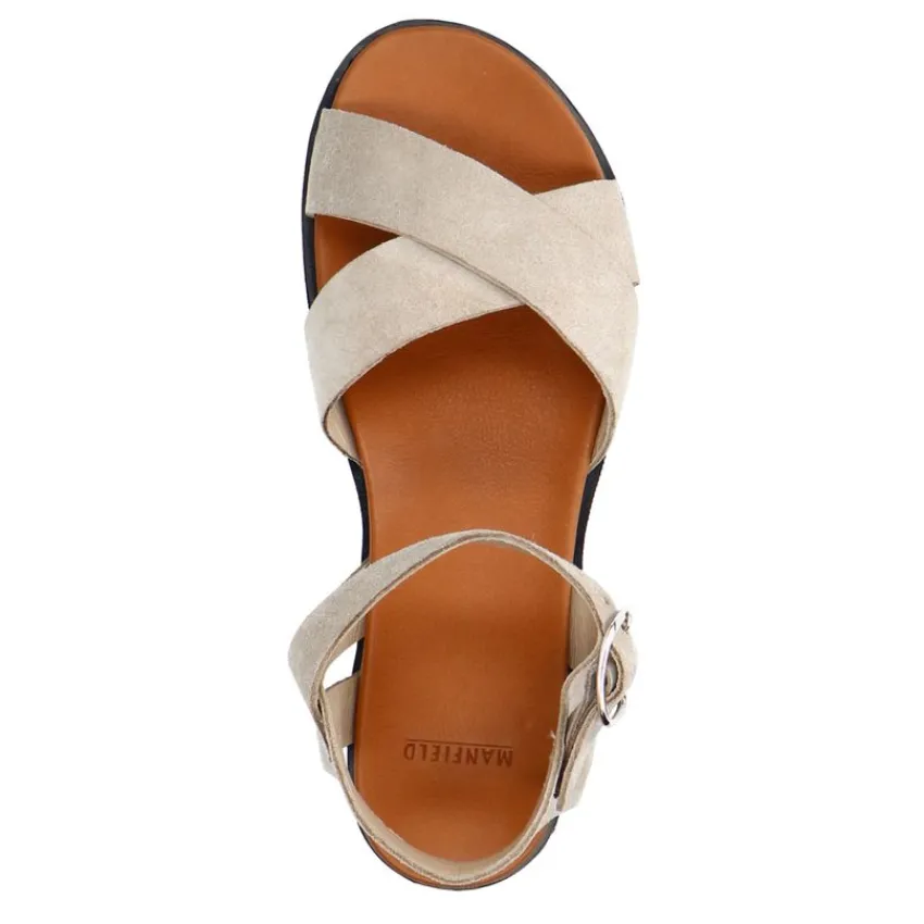 Manfield Beige suède sandalen^DAMES Sandalen