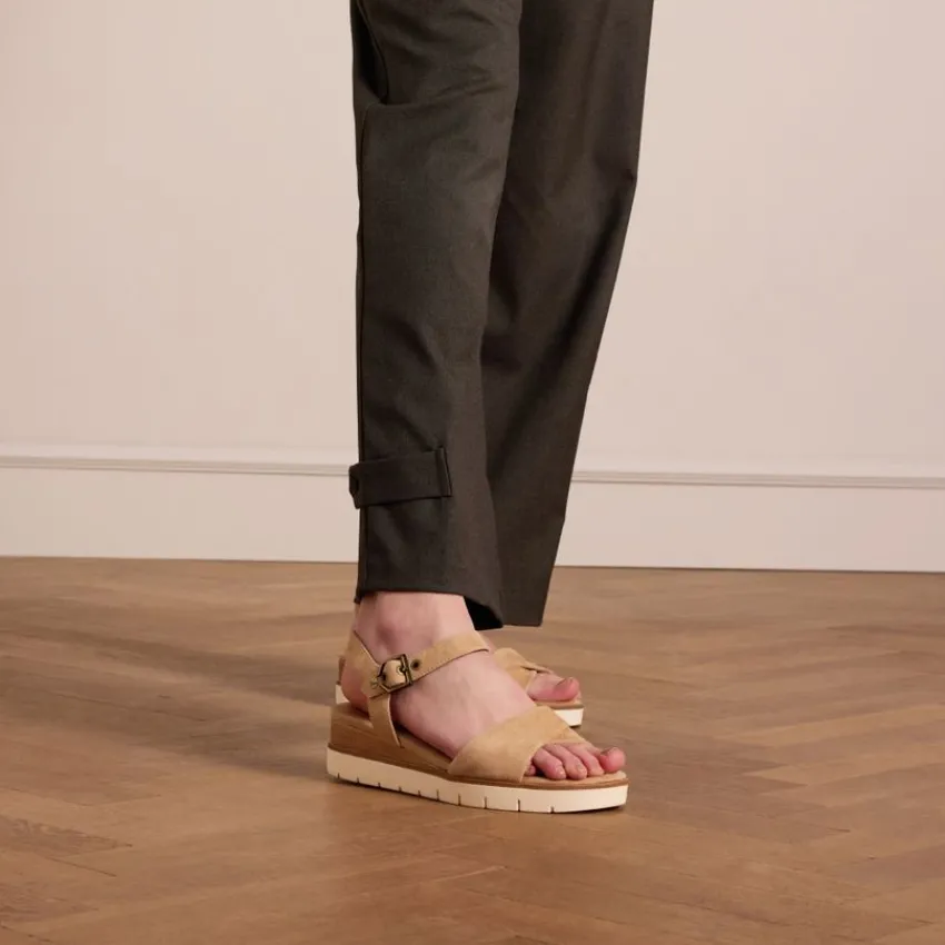 No Stress Beige suède sandalen^DAMES Sandalen