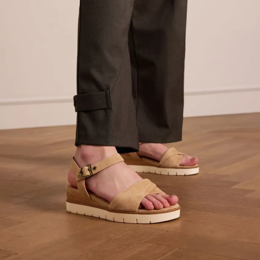 No Stress Beige suède sandalen^DAMES Sandalen