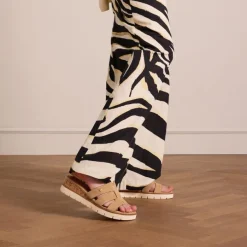 No Stress Beige suède sandalen^DAMES Slippers