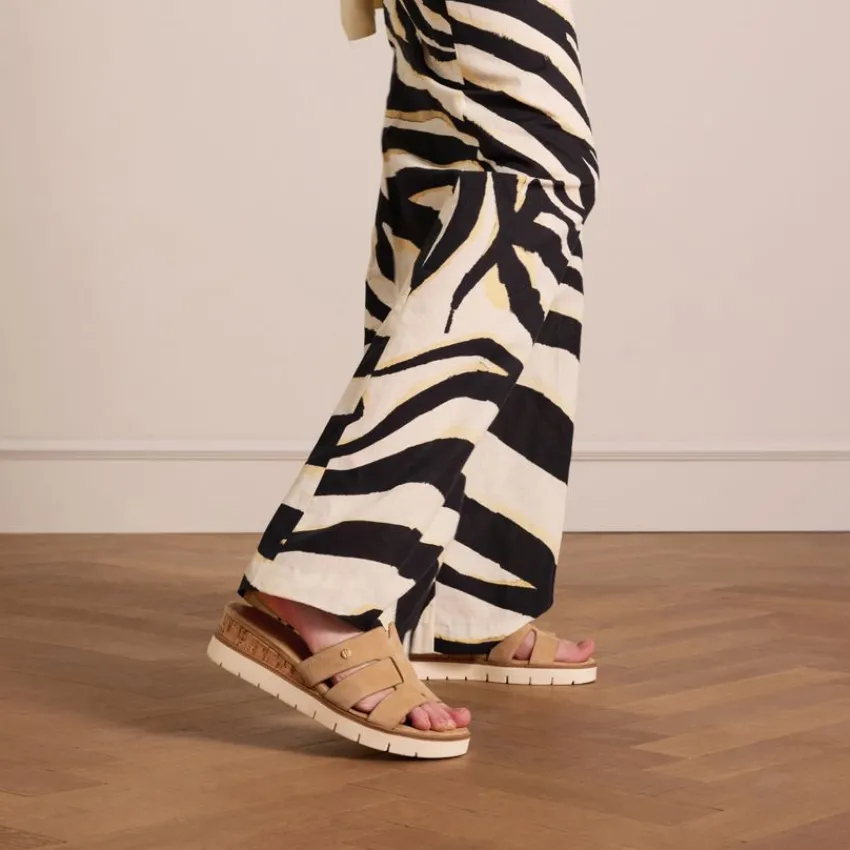 No Stress Beige suède sandalen^DAMES Slippers