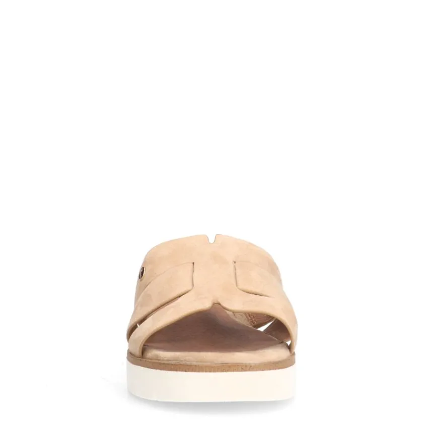No Stress Beige suède sandalen^DAMES Slippers