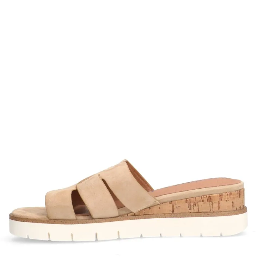 No Stress Beige suède sandalen^DAMES Slippers