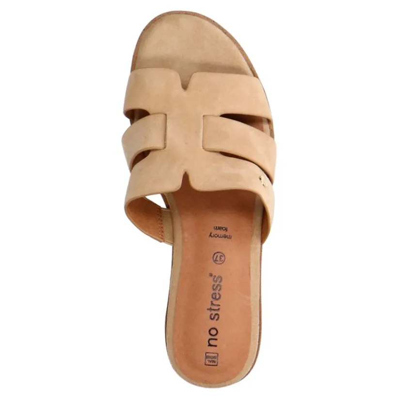 No Stress Beige suède sandalen^DAMES Slippers