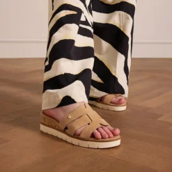 No Stress Beige suède sandalen^DAMES Slippers