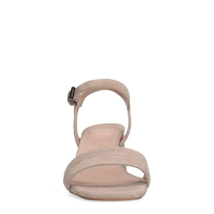 Manfield Beige suède sandalen met hak^DAMES Sandalen