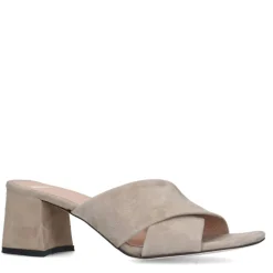 Manfield Beige suède sandalen met hak^DAMES Sandalen