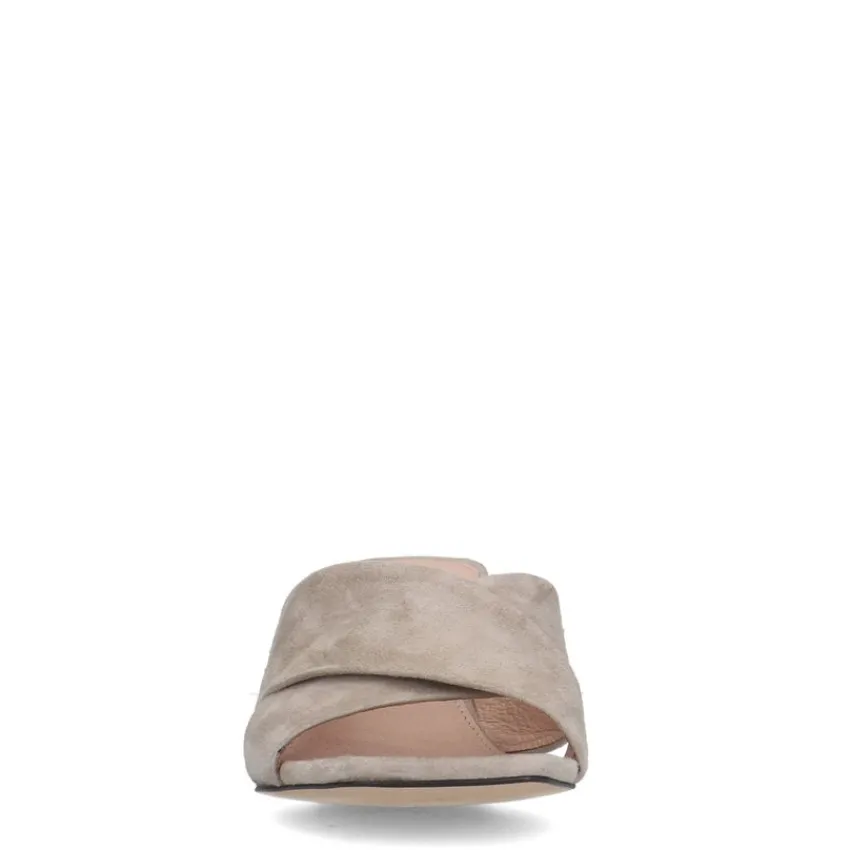 Manfield Beige suède sandalen met hak^DAMES Sandalen