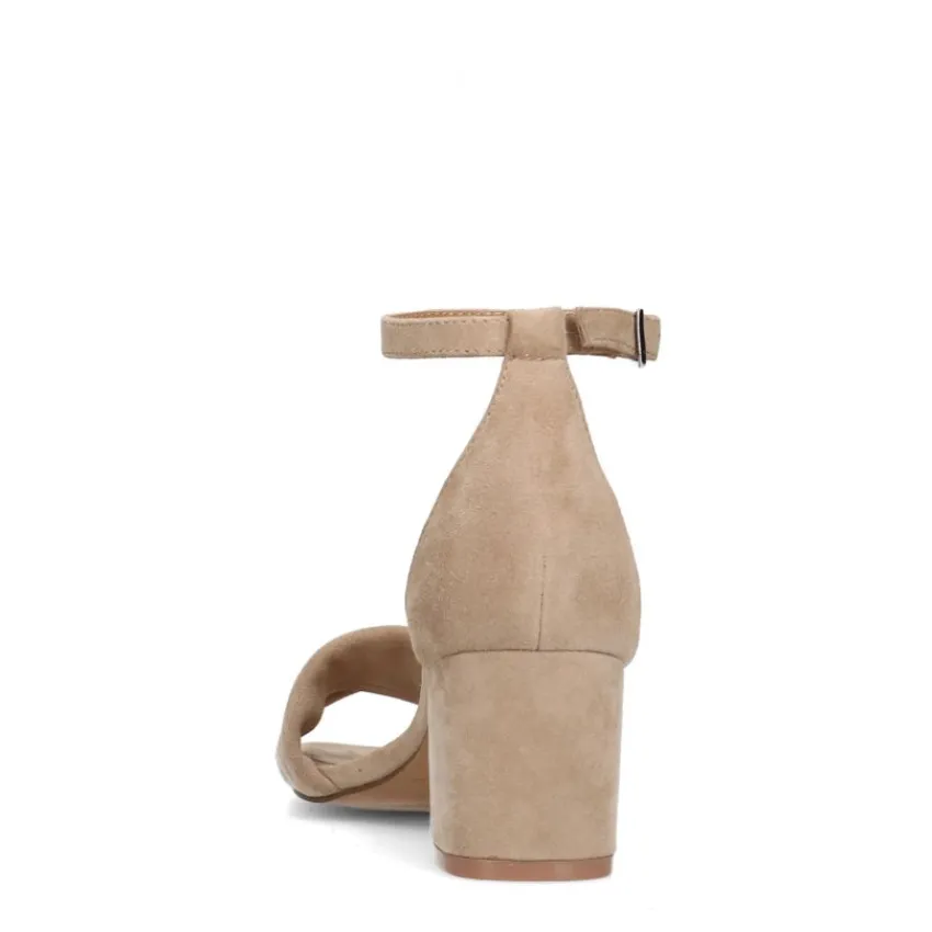 Manfield Beige suède sandalen met hak^DAMES Sandalen