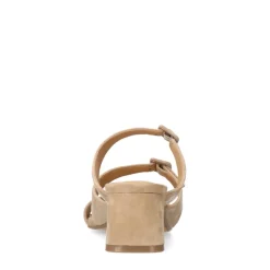 Manfield Beige suède sandalen met hak en gespjes^DAMES Sandalen