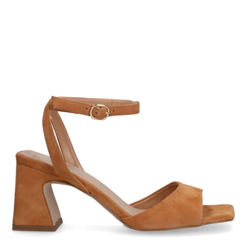 Manfield Beige suède sandalen met hak^DAMES Sandalen