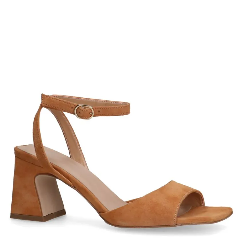 Manfield Beige suède sandalen met hak^DAMES Sandalen