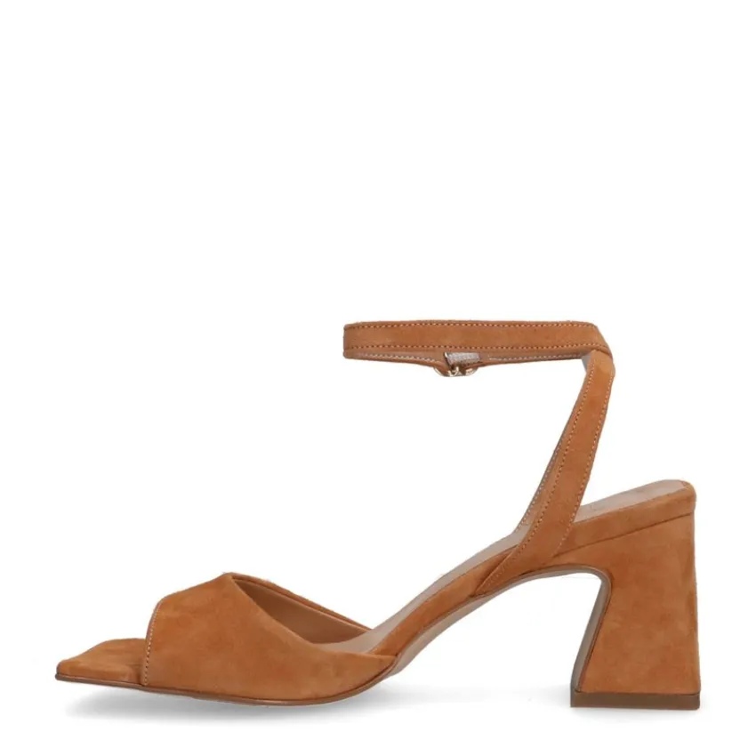 Manfield Beige suède sandalen met hak^DAMES Sandalen