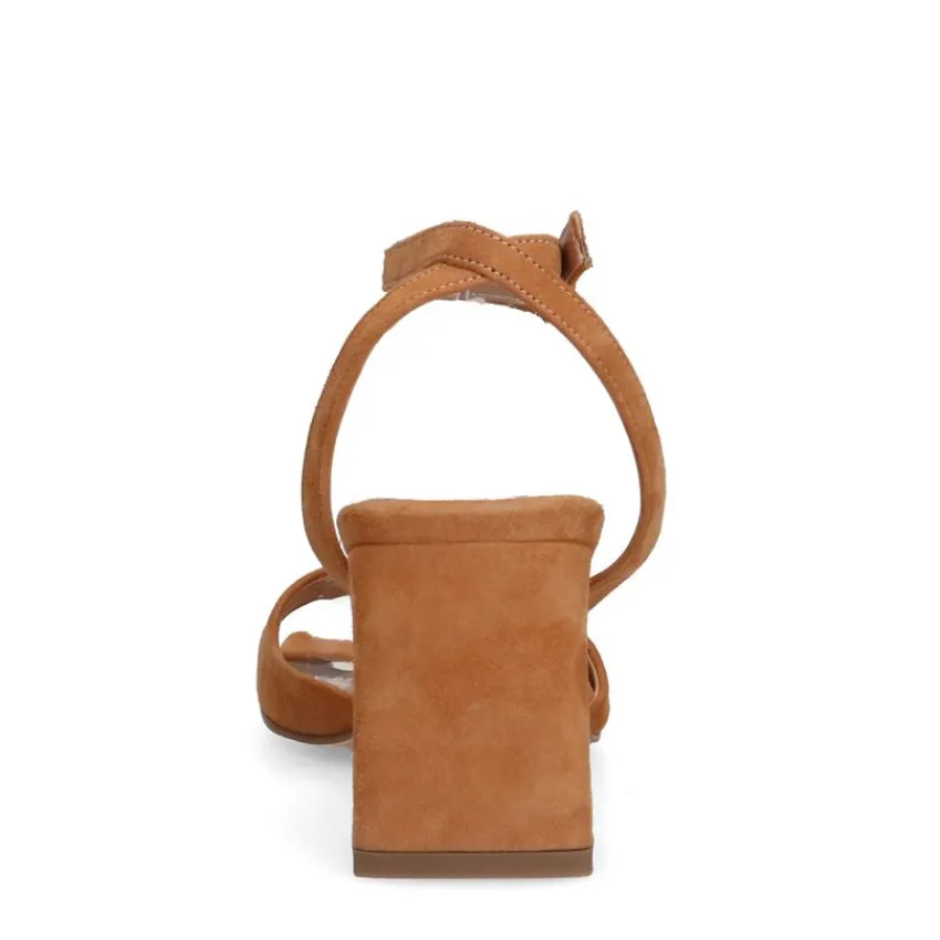 Manfield Beige suède sandalen met hak^DAMES Sandalen