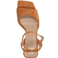 Manfield Beige suède sandalen met hak^DAMES Sandalen