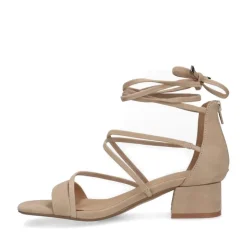 Manfield Beige suède sandalen met hak^DAMES Sandalen