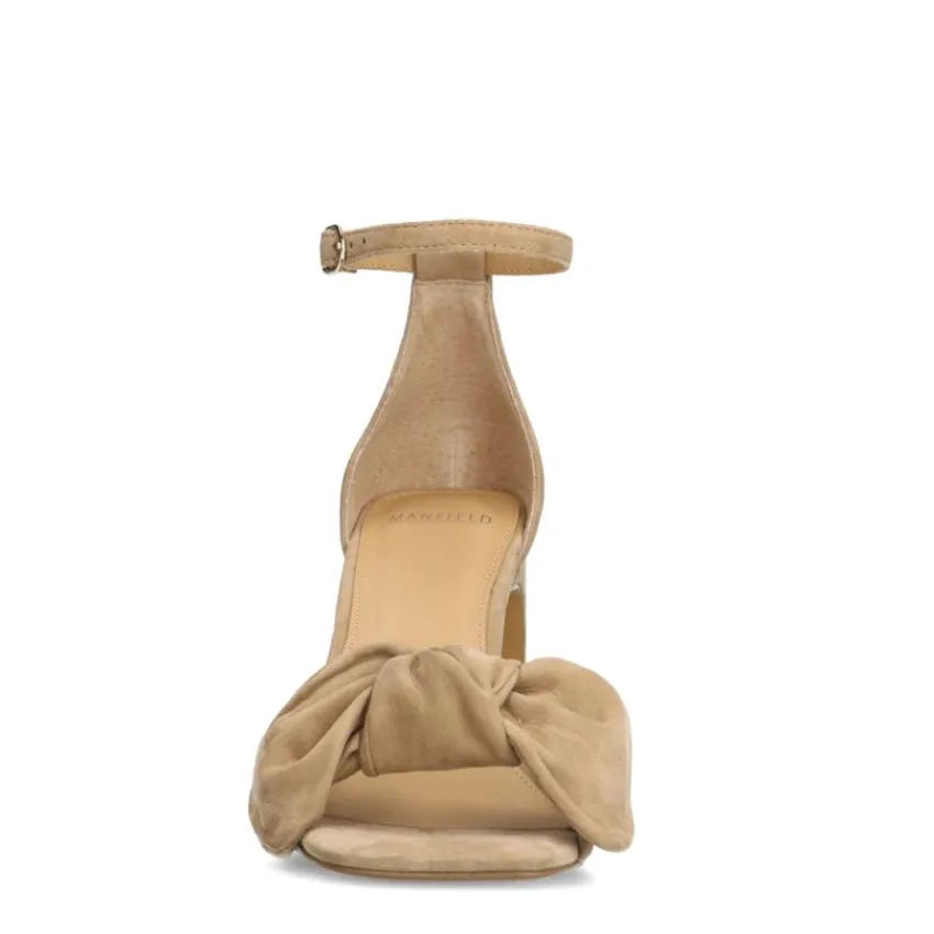 Manfield Beige suède sandalen met hak^DAMES Sandalen