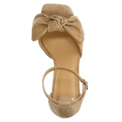 Manfield Beige suède sandalen met hak^DAMES Sandalen