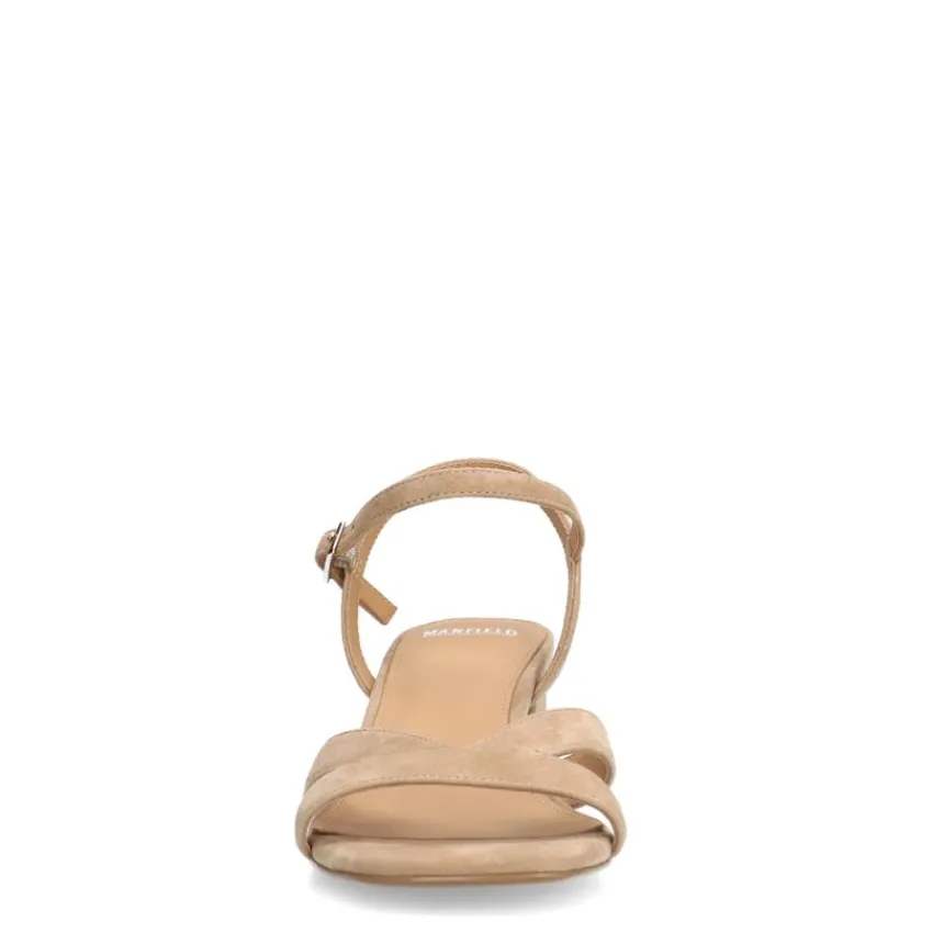 Manfield Beige suède sandalen met hak^DAMES Sandalen