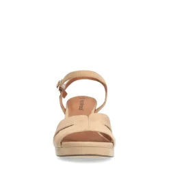 No Stress Beige suède sandalen met hak^DAMES Sandalen