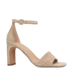 Manfield Beige suède sandalen met hak^DAMES Sandalen