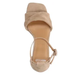 Manfield Beige suède sandalen met hak^DAMES Sandalen