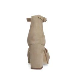Manfield Beige suède sandalen met hak^DAMES Sandalen