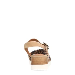 No Stress Beige suède sandalen met leopard details^DAMES Sandalen