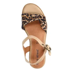 No Stress Beige suède sandalen met leopard details^DAMES Sandalen