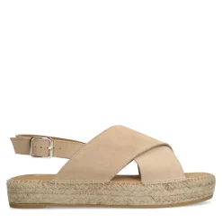 Manfield Beige suède sandalen met plateau^DAMES Espadrilles|Sandalen