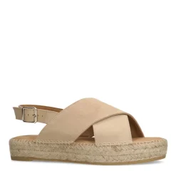 Manfield Beige suède sandalen met plateau^DAMES Espadrilles|Sandalen