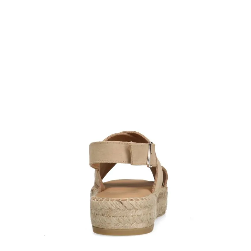 Manfield Beige suède sandalen met plateau^DAMES Espadrilles|Sandalen