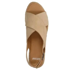 Manfield Beige suède sandalen met plateau^DAMES Espadrilles|Sandalen