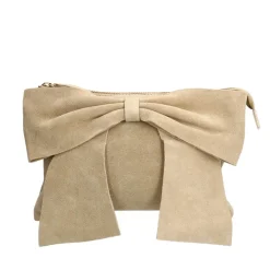 Manfield Beige suède schoudertas^ Schoudertassen