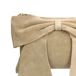 Manfield Beige suède schoudertas^ Schoudertassen