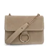 Manfield Beige suède schoudertas^ Schoudertassen